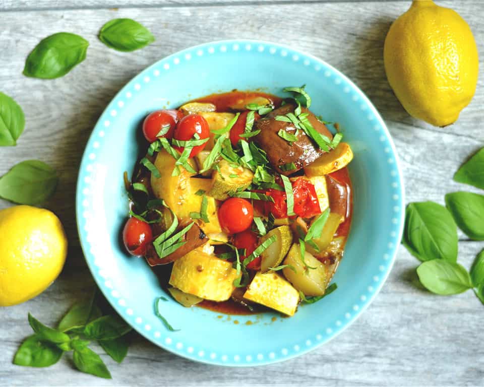 Slow Cooker Lemon Basil Ratatouille Wholesomelicious