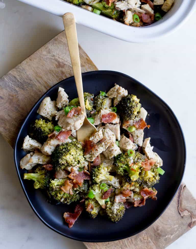 4-Ingredient Bacon Ranch Chicken and Broccoli Casserole - Wholesomelicious