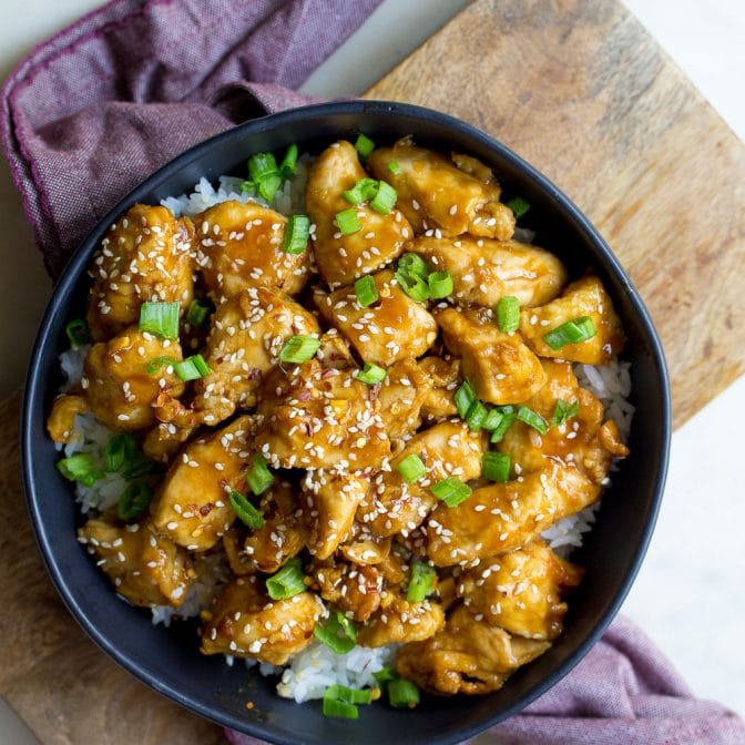 Sesame Chicken (Air Fryer or Stovetop) Wholesomelicious