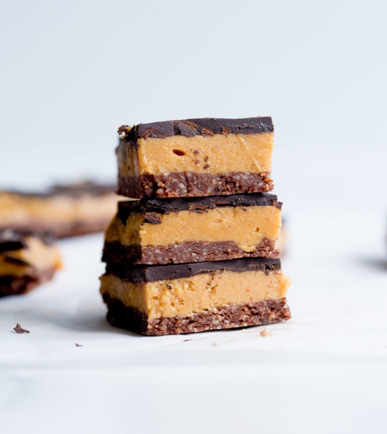 Peanut Butter Chocolate Bars (NoBake, Vegan) Wholesomelicious