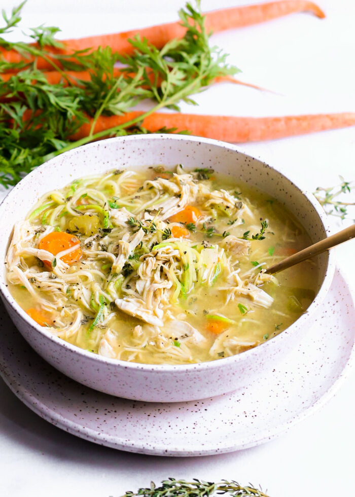 Slow Cooker or Instant Pot Chicken Zoodle Soup Wholesomelicious