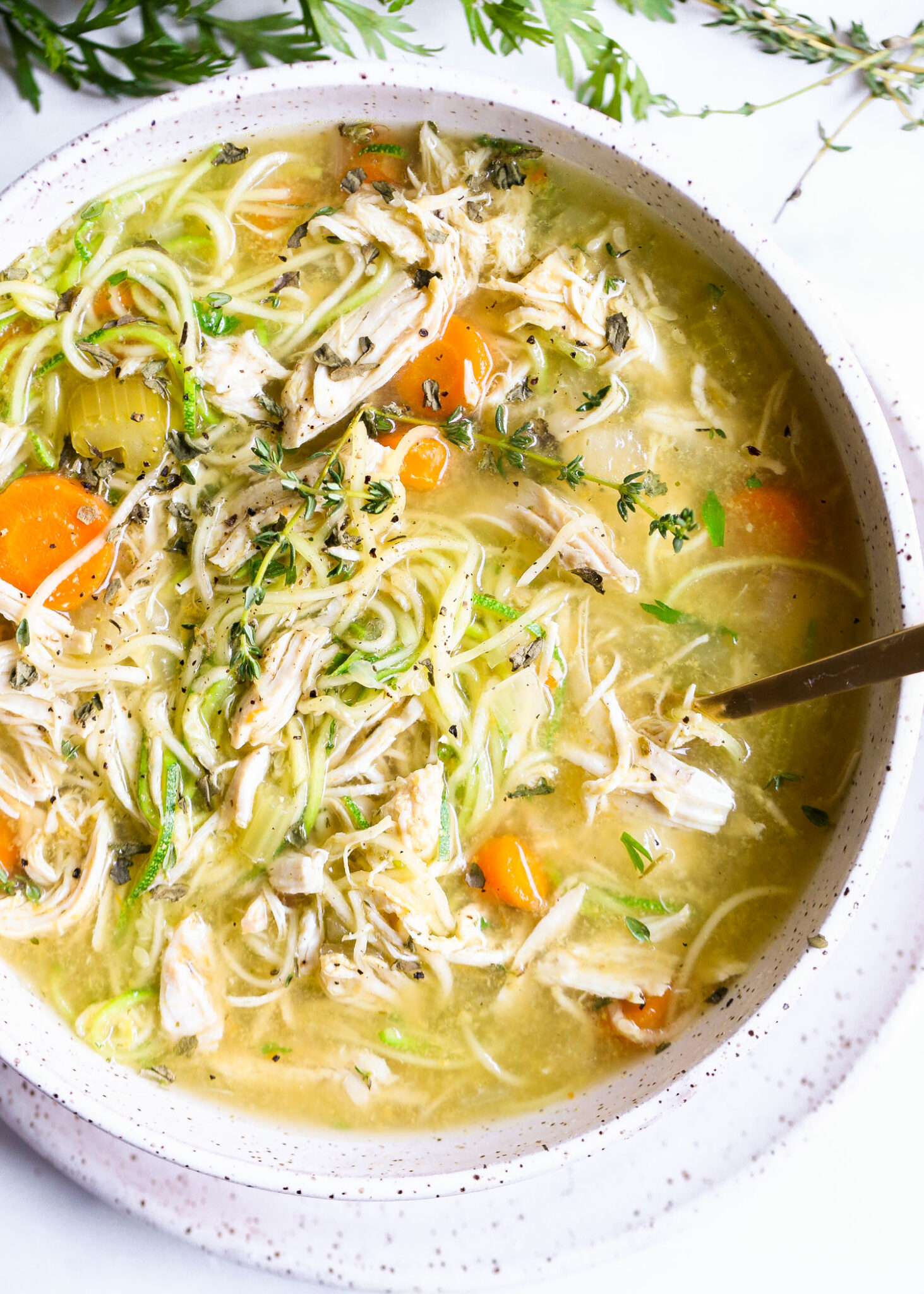 Slow Cooker or Instant Pot Chicken Zoodle Soup Wholesomelicious