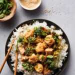 Bowl of Chicken and Broccoli on white rice