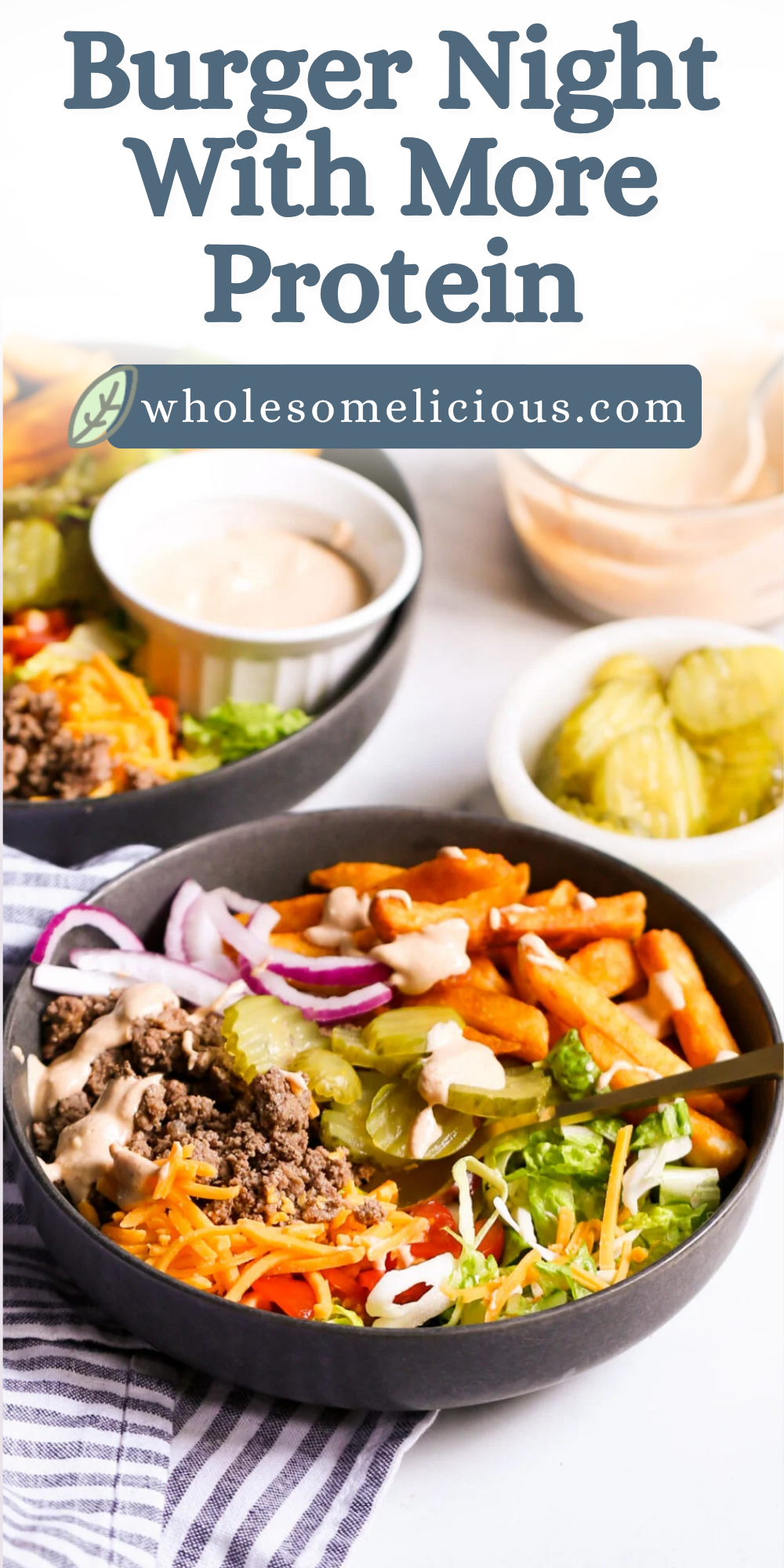 Healthy beef burger bowl with ground beef, fresh vegetables, and cottage cheese special sauce for a high‑protein meal prep option.