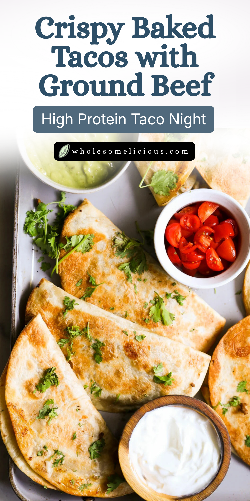 Crispy baked tacos filled with seasoned ground beef and lentils, baked until golden and served with fresh toppings like tomatoes, guacamole, and sour cream for a high‑protein twist.